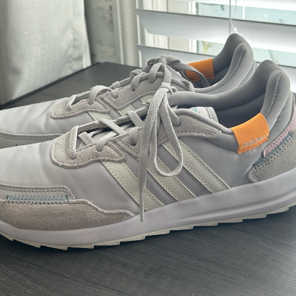 Adidas Women’s Gray and Orange Athletic Shoes with Suede and Mesh - Picture 3 of 5